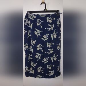 Talbots Navy Skirt with Floral Design